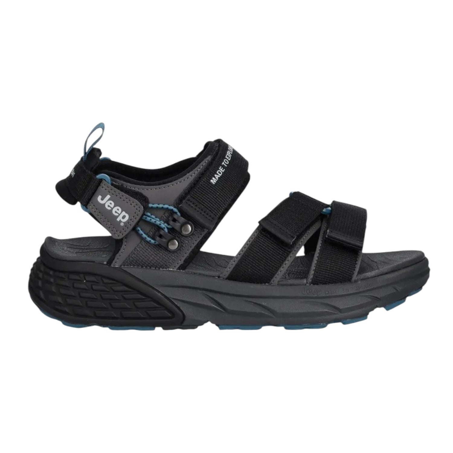 Jeep Sandalo Uomo in Tessuto Nero con Doppio Strappo