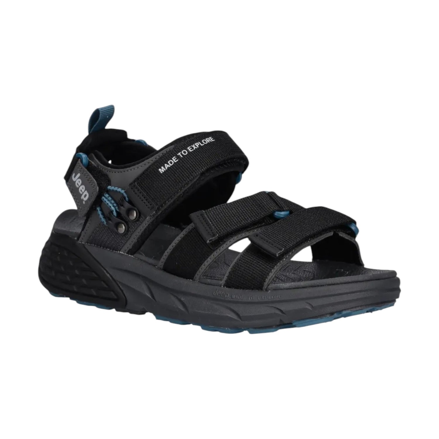Jeep Sandalo Uomo in Tessuto Nero con Doppio Strappo