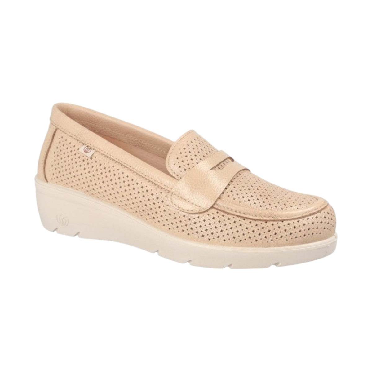 Laura Azana Mocassino Beige in Pelle con Zeppa da Donna
