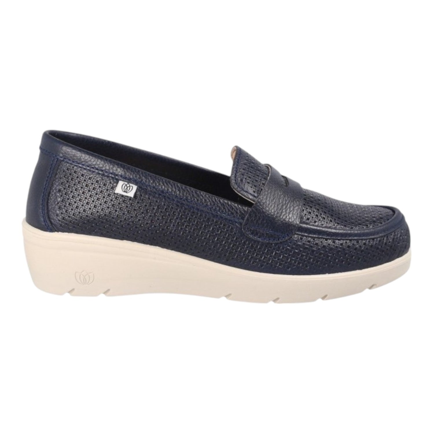 Laura Azana Mocassino Blu in Pelle con Zeppa da Donna