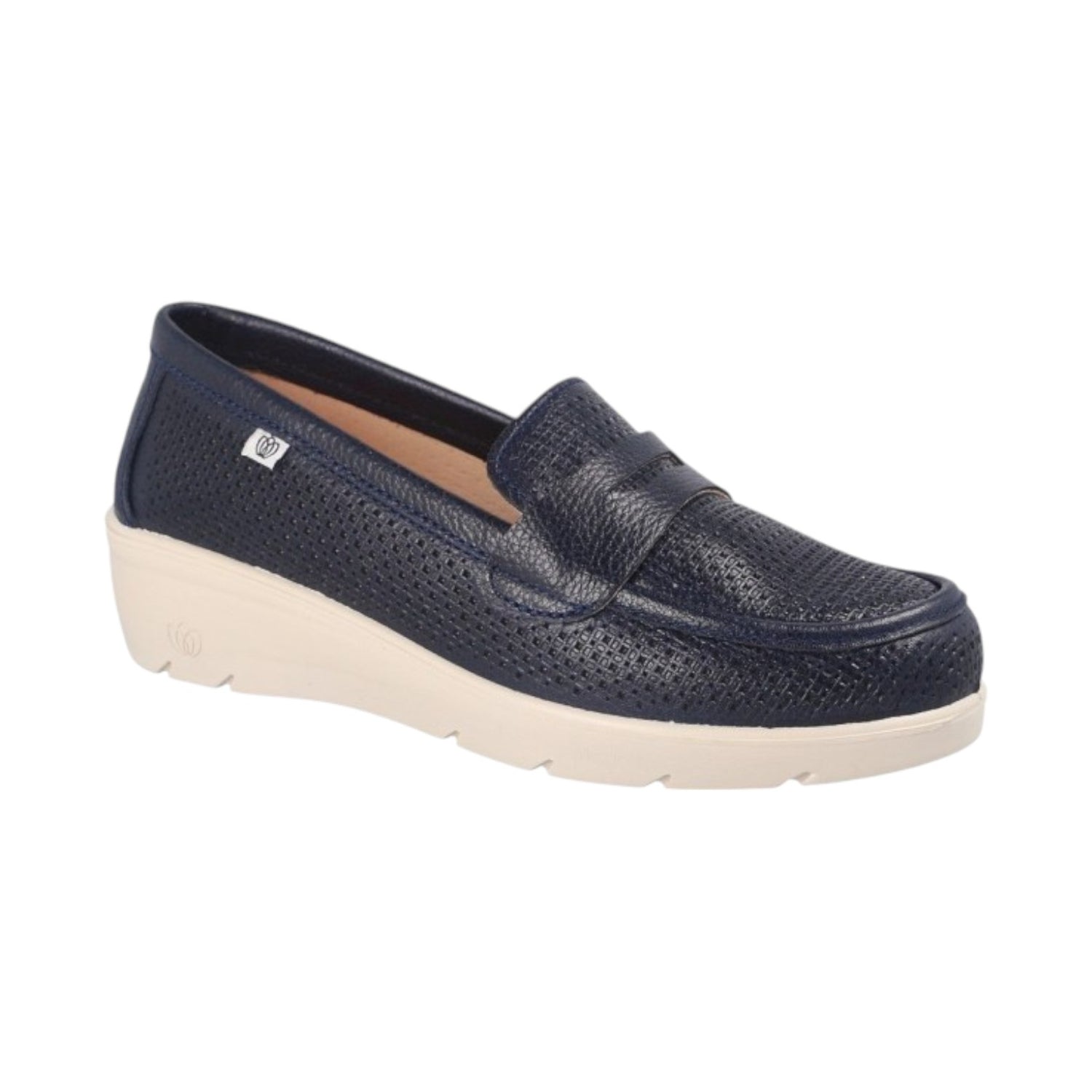 Laura Azana Mocassino Blu in Pelle con Zeppa da Donna