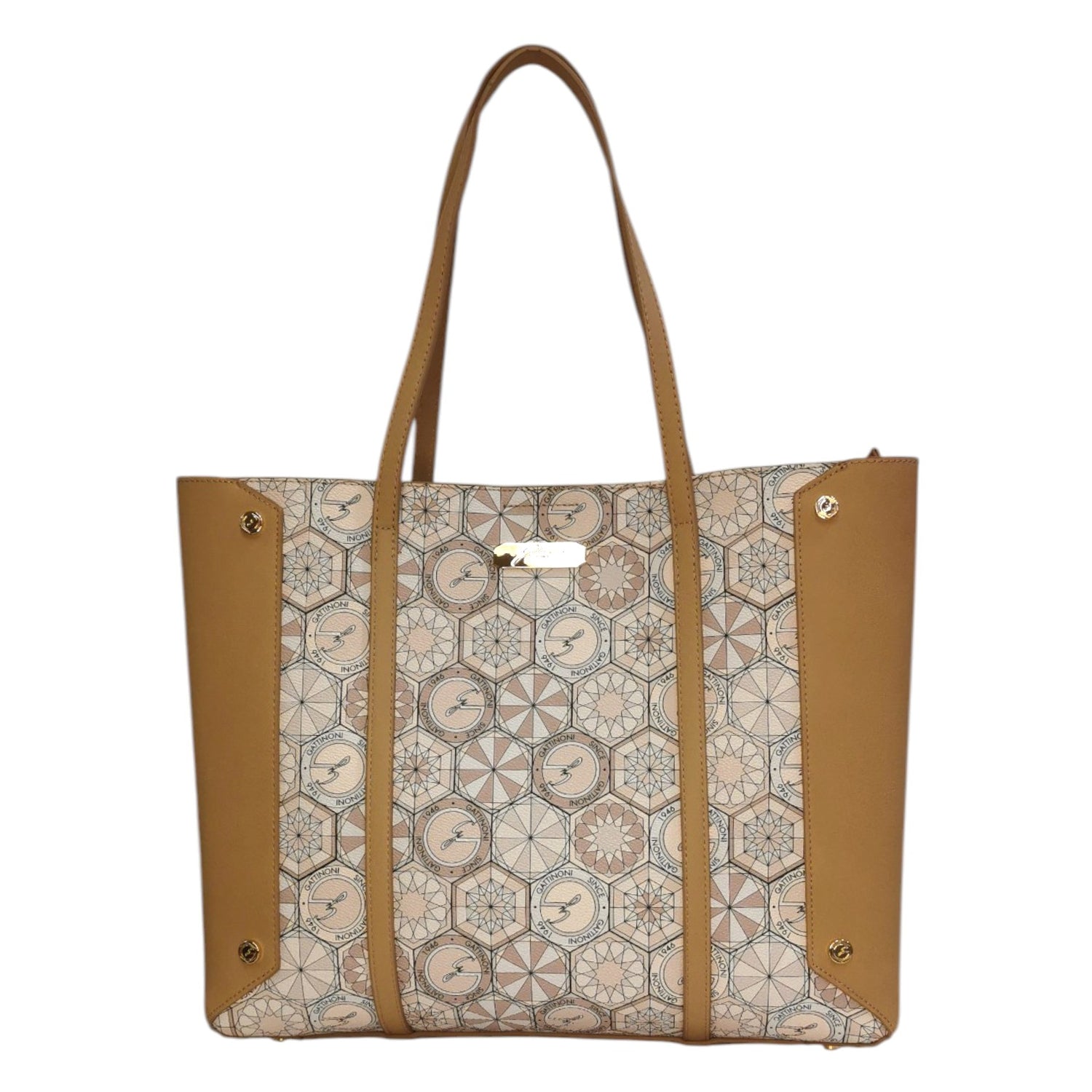 Gattinoni Roma Shopping Bag Donna Linea Teodosia in Colore Nudo con Tracolla e Chiusura con Cerniera