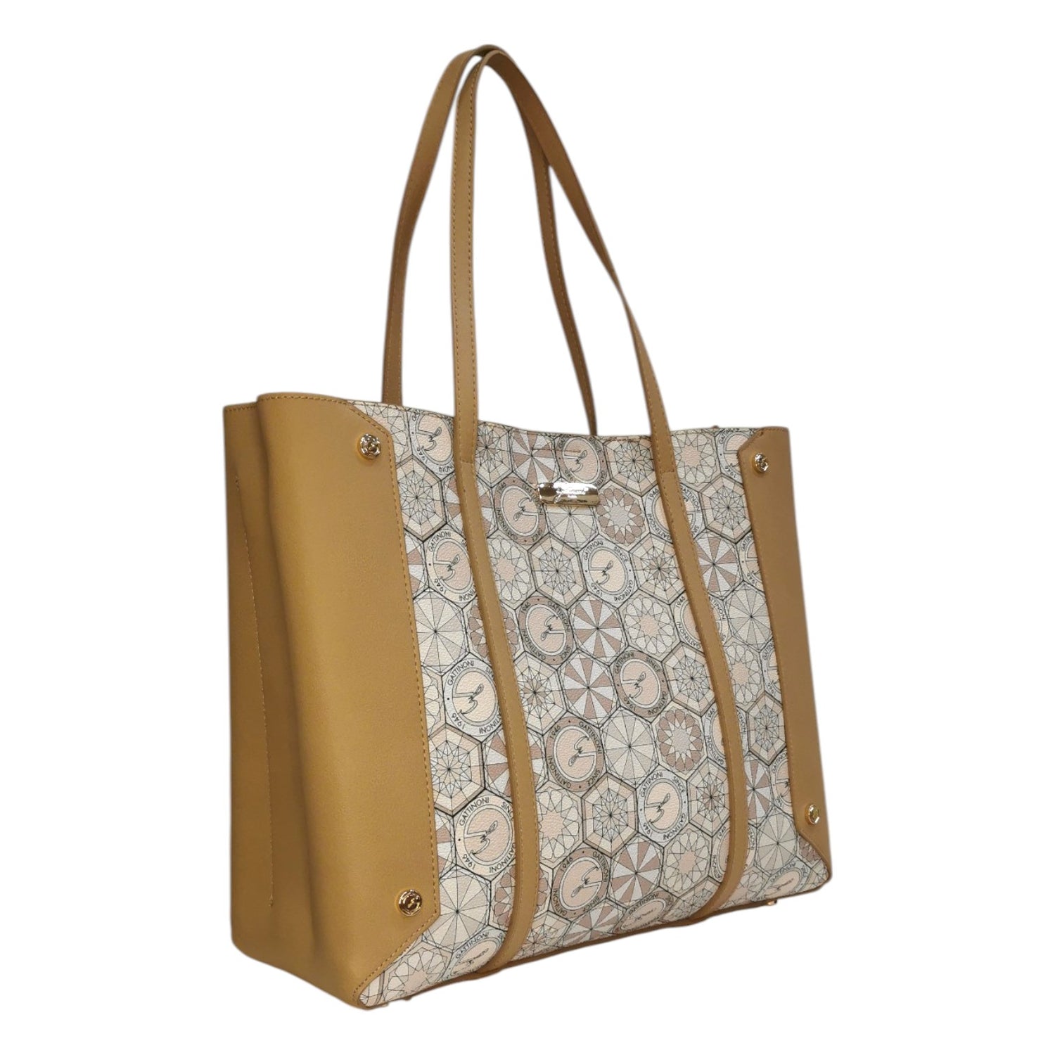 Gattinoni Roma Shopping Bag Donna Linea Teodosia in Colore Nudo con Tracolla e Chiusura con Cerniera