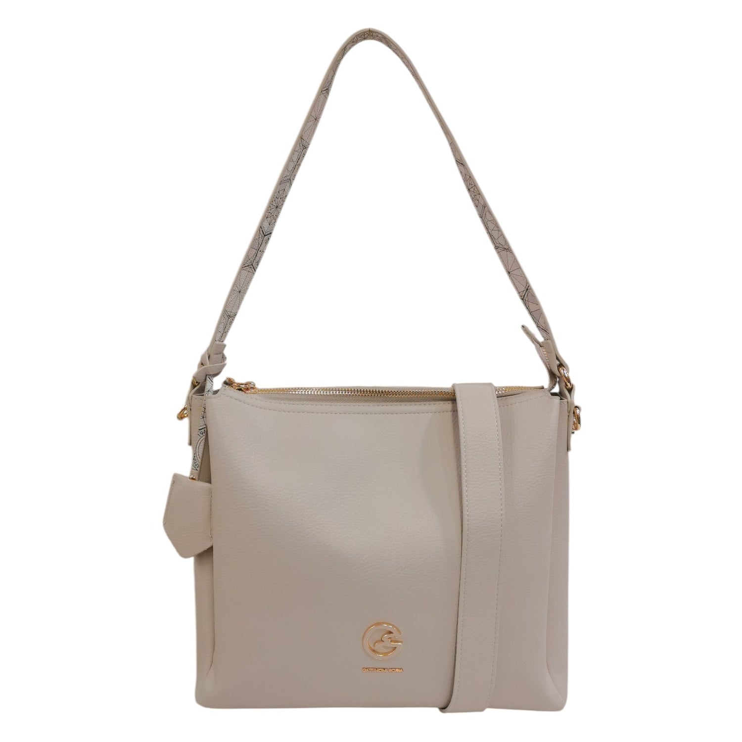 Gattinoni Roma Borsa a Spalla Donna in Ecopelle Colore Ghiaccio con Tre Scomparti e Tracolla