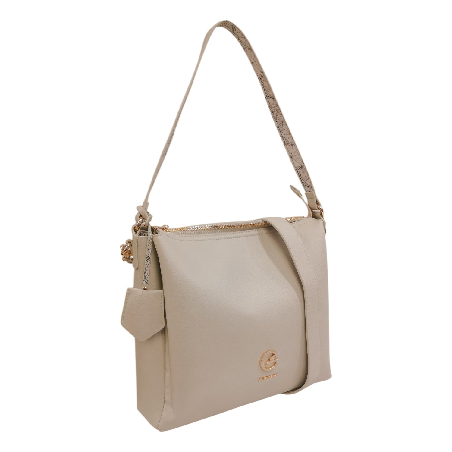 Gattinoni Roma Borsa a Spalla Donna in Ecopelle Colore Ghiaccio con Tre Scomparti e Tracolla