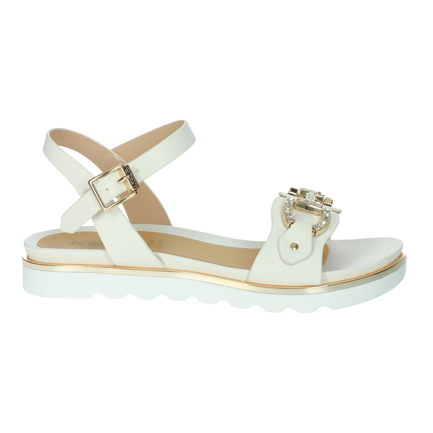 Keys Sandalo Donna in Ecopelle Bianca con Morsetto e Cinturino