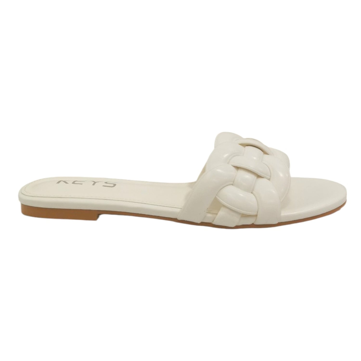 Keys Ciabatta Bassa Donna in Ecopelle Bianca Intrecciata