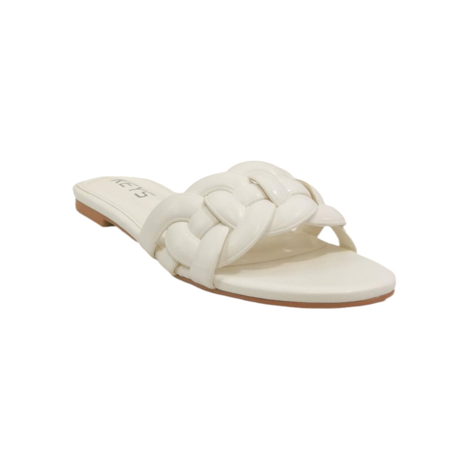 Keys Ciabatta Bassa Donna in Ecopelle Bianca Intrecciata