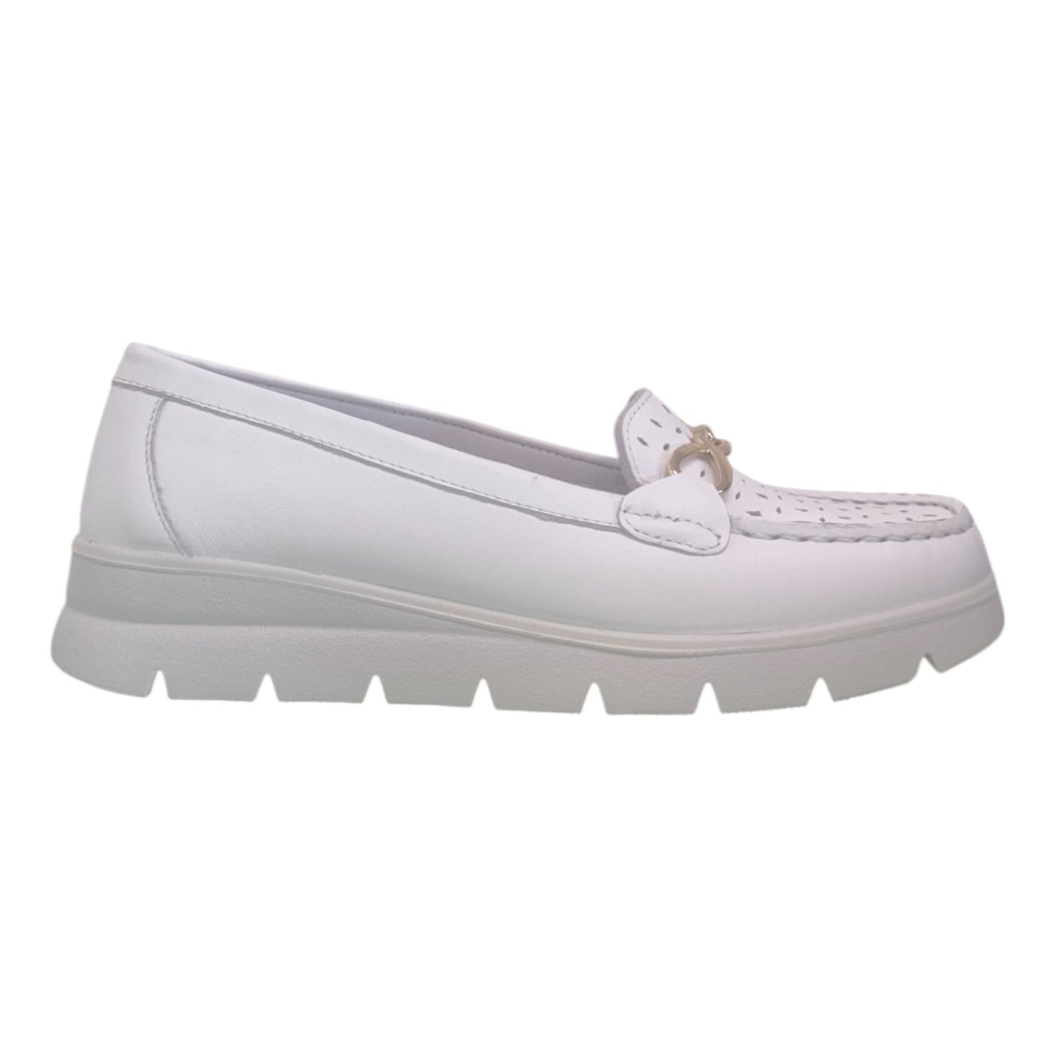 Enval Soft Mocassino Bianco con Catena da Donna