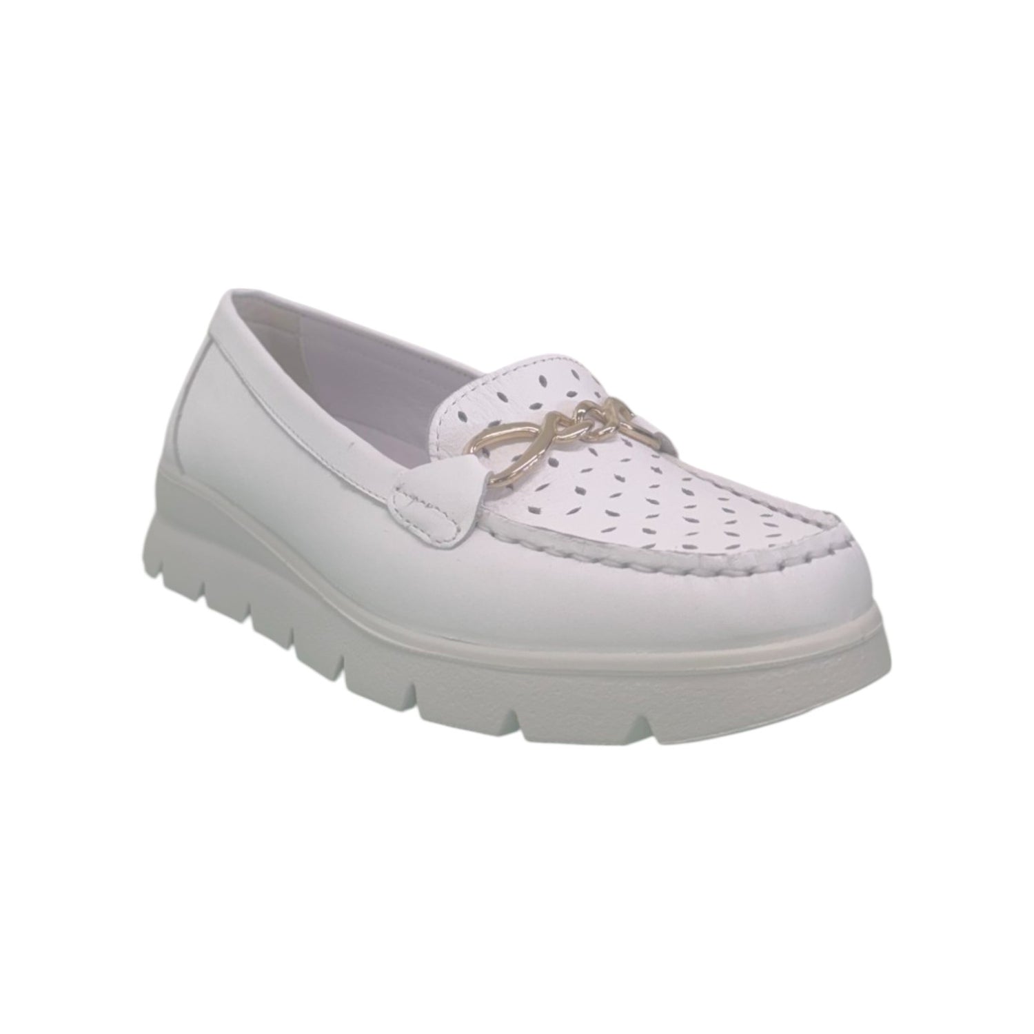 Enval Soft Mocassino Bianco con Catena da Donna