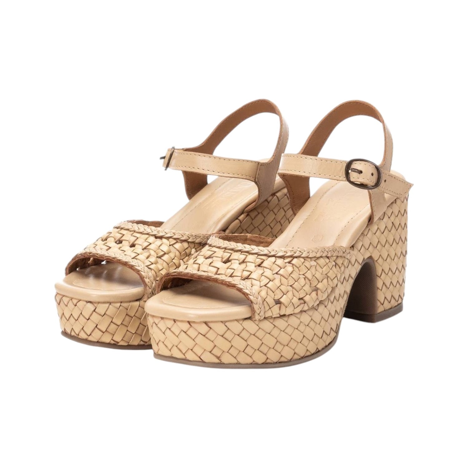 Carmela Sandalo Beige Intrecciato con Plateau t.10