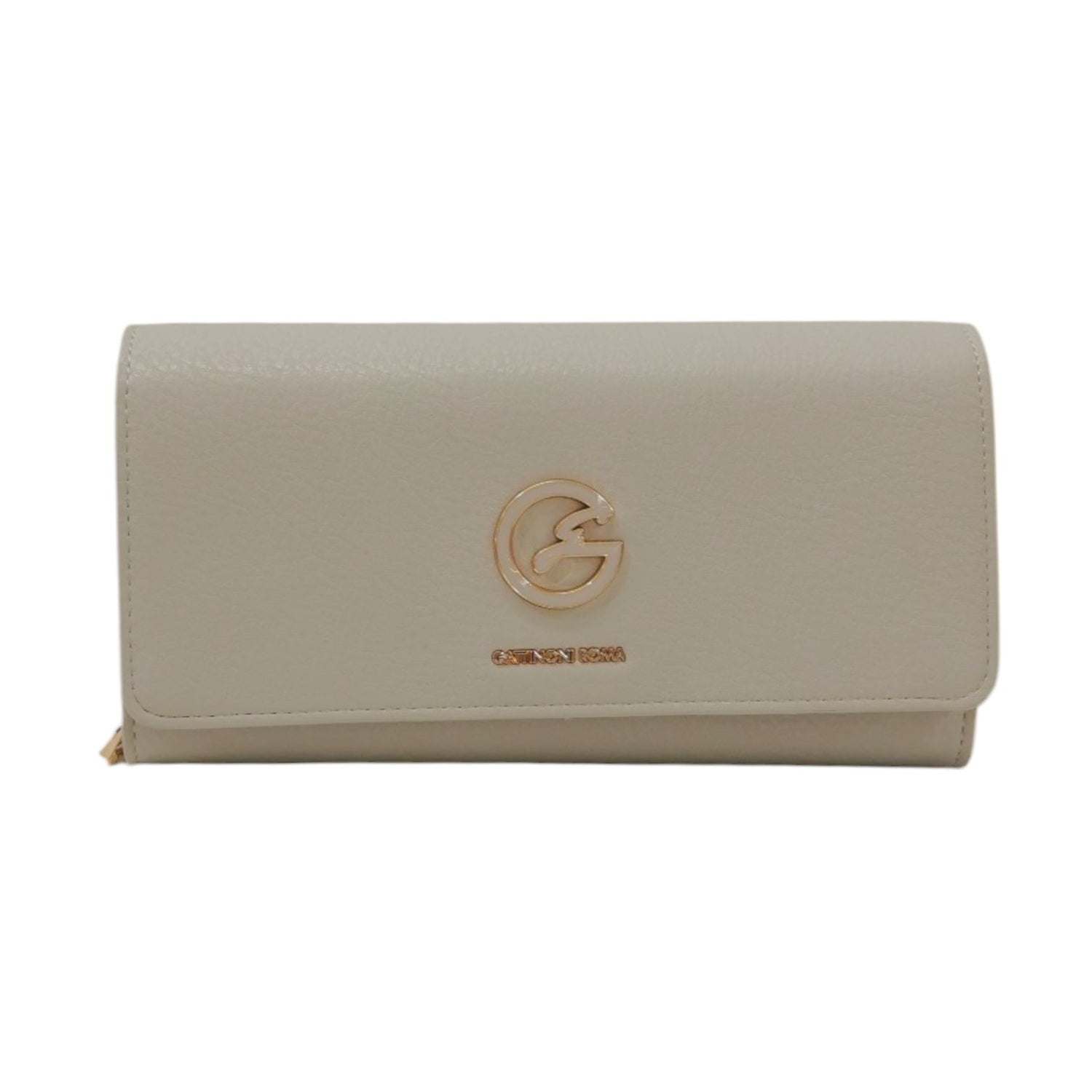 Gattinoni Roma Portafoglio Donna in Ecopelle Ghiaccio con Zip e Chiusura con Bottone