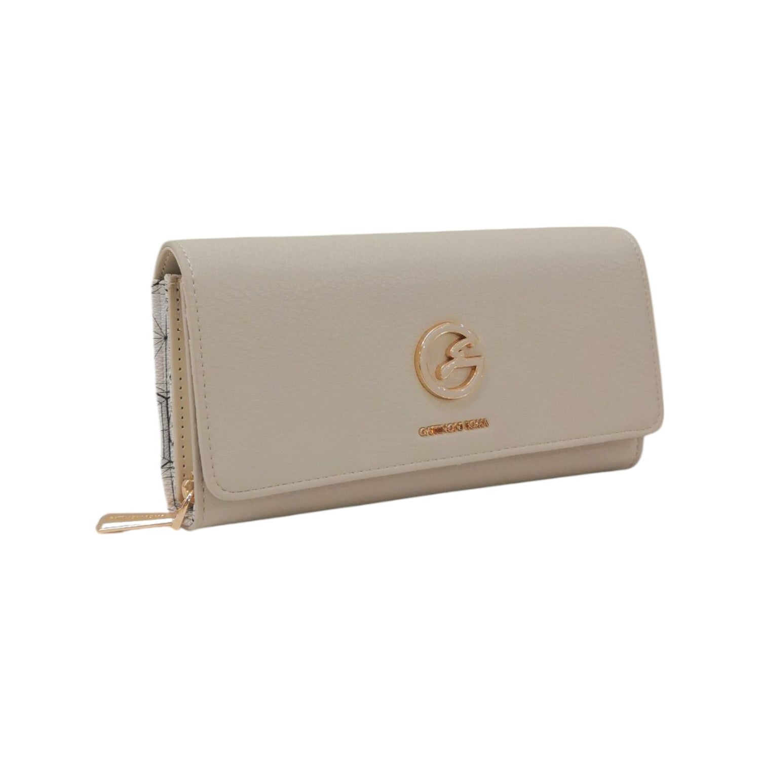 Gattinoni Roma Portafoglio Donna in Ecopelle Ghiaccio con Zip e Chiusura con Bottone