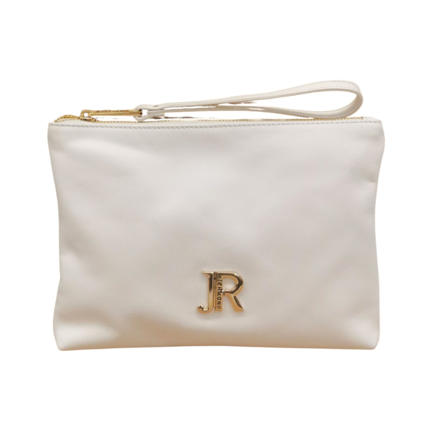 John Richmond Pochette Bianco Oro in Pelle Laminata da Donna