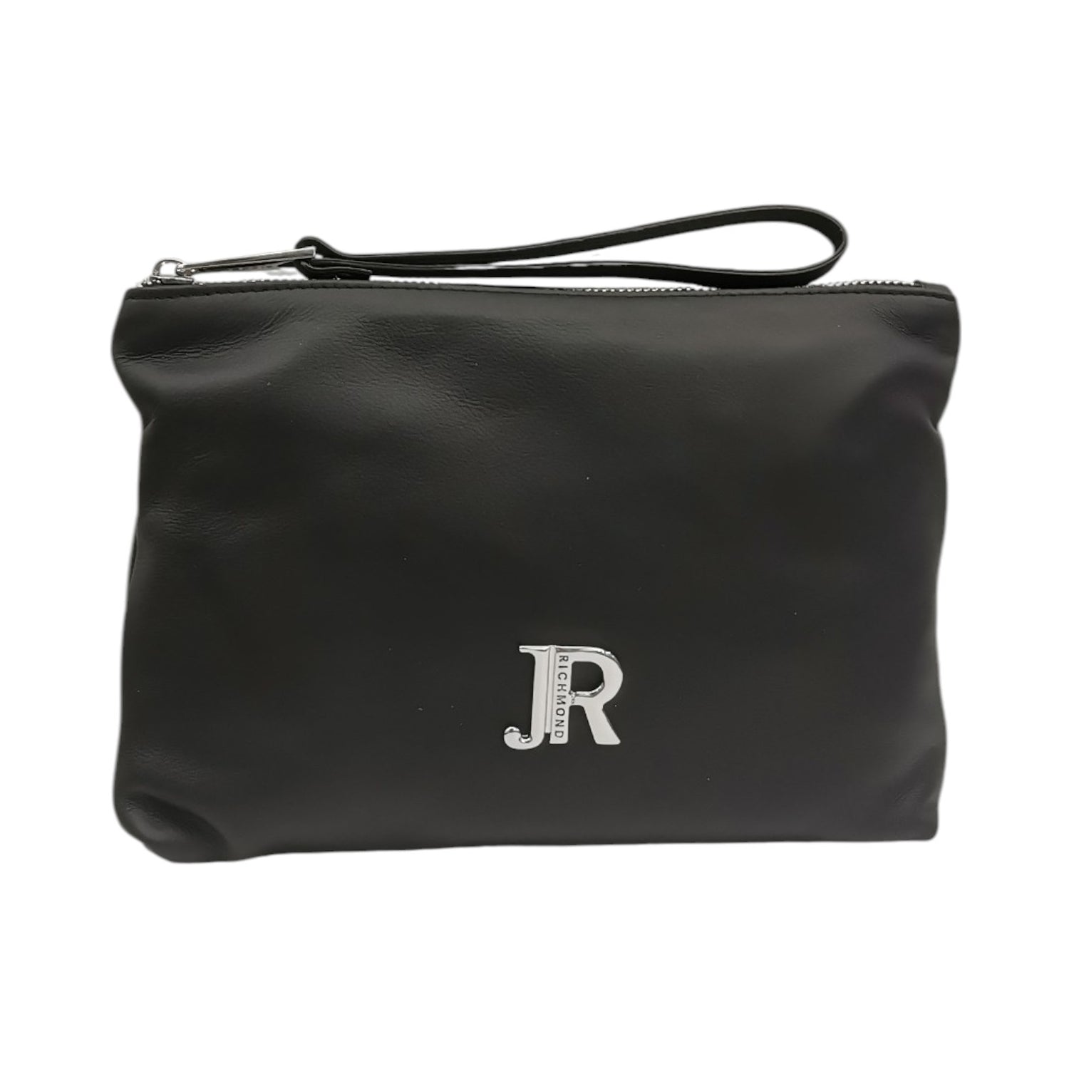 John Richmond Pochette Nero Argento in Pelle Laminata da Donna
