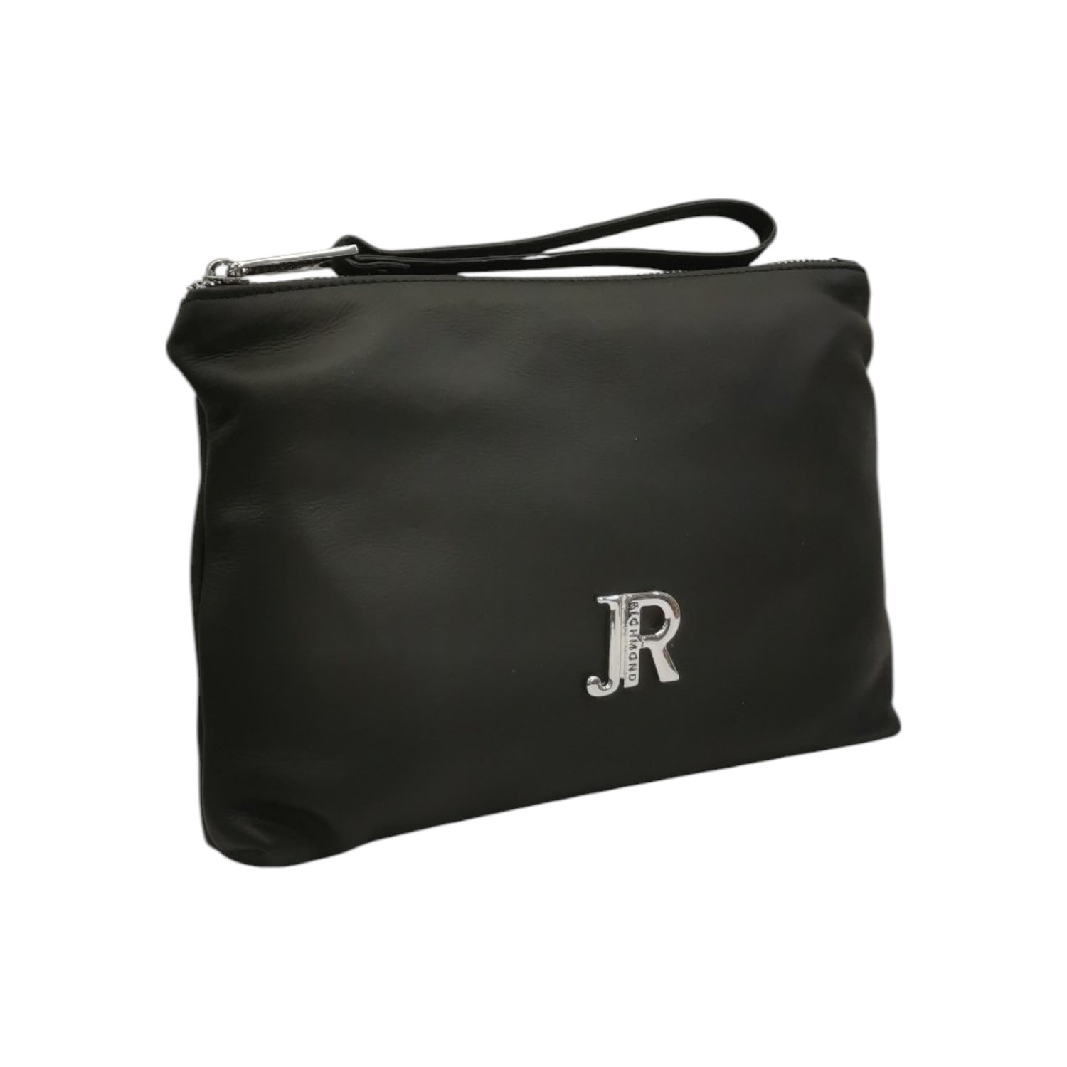 John Richmond Pochette Nero Argento in Pelle Laminata da Donna