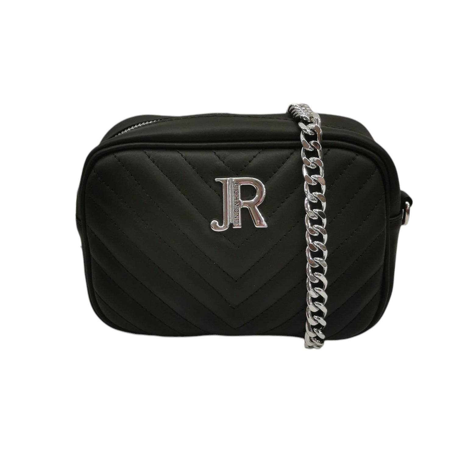 John Richmond Camera Bag Nera Argento Trapuntata da Donna