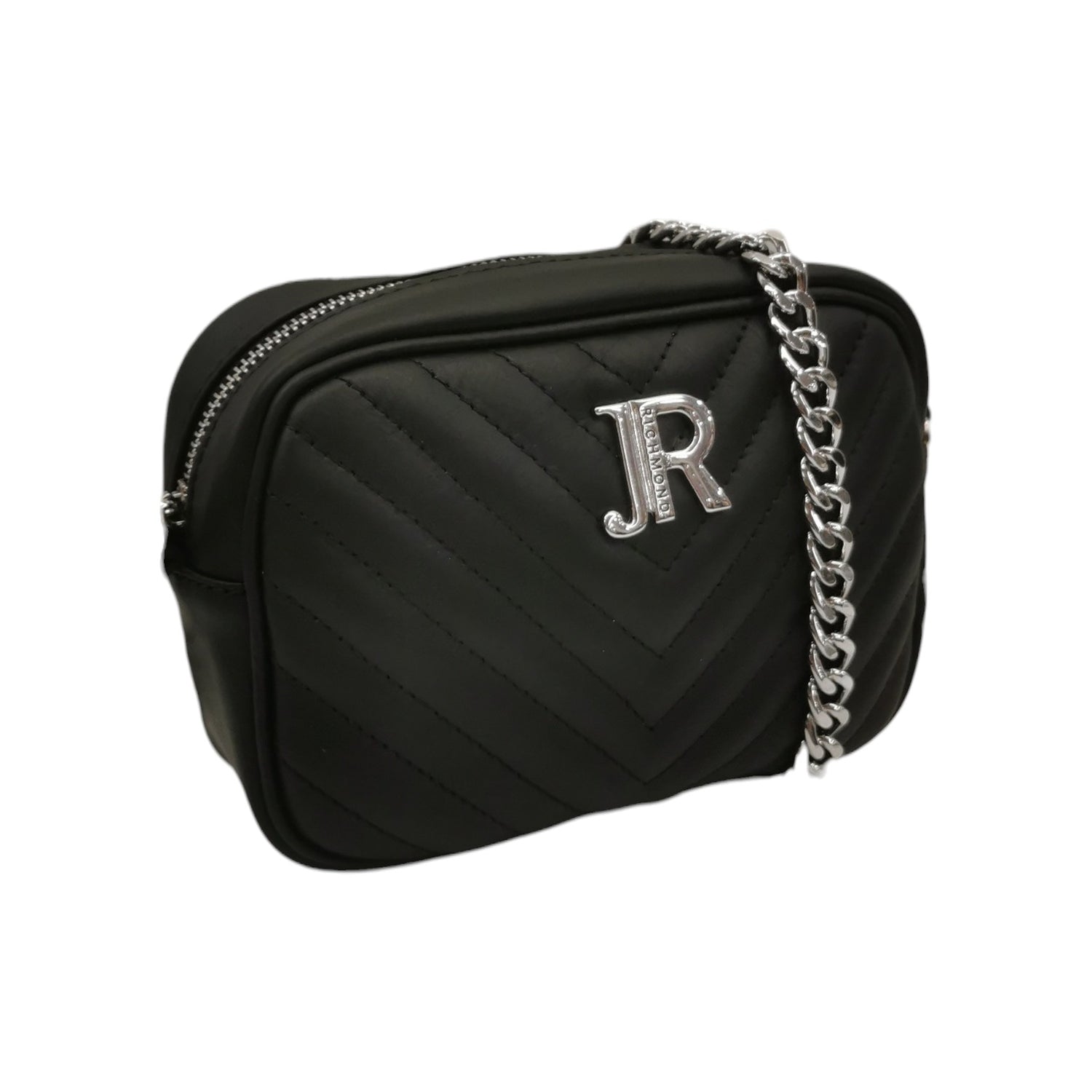 John Richmond Camera Bag Nera Argento Trapuntata da Donna