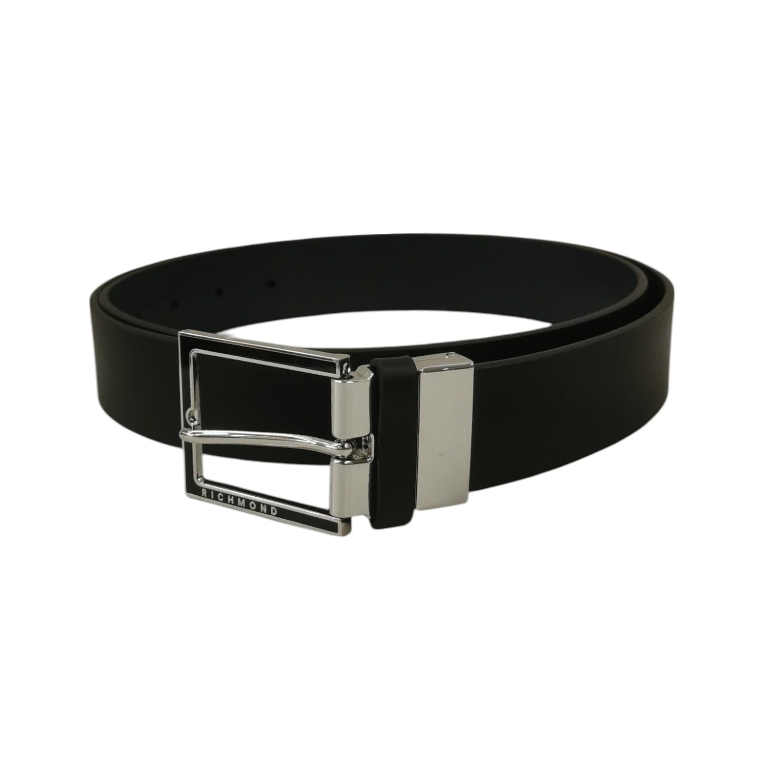 John Richmond Cintura Nera Blu in Pelle da Uomo