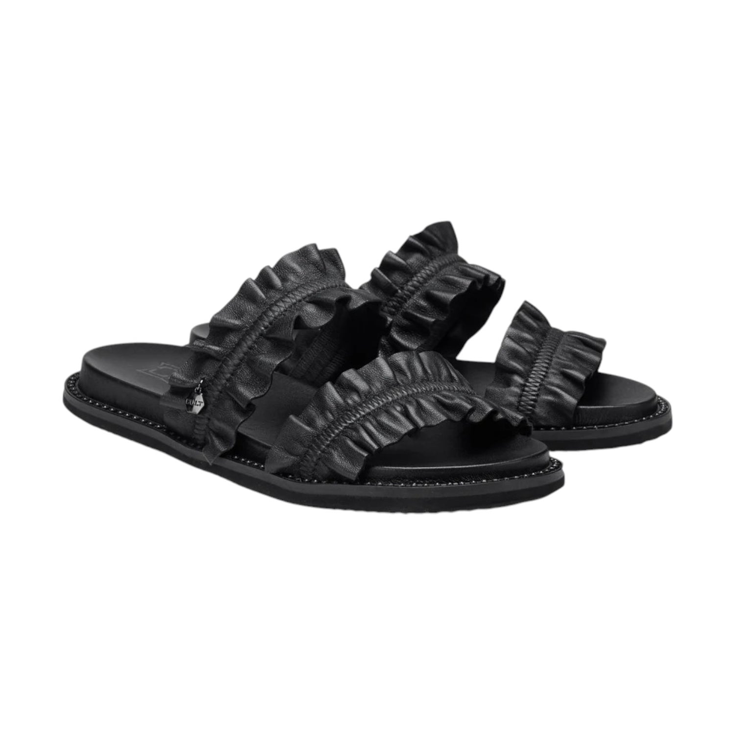 Cult Ciabatta Nera con Rouches da Donna