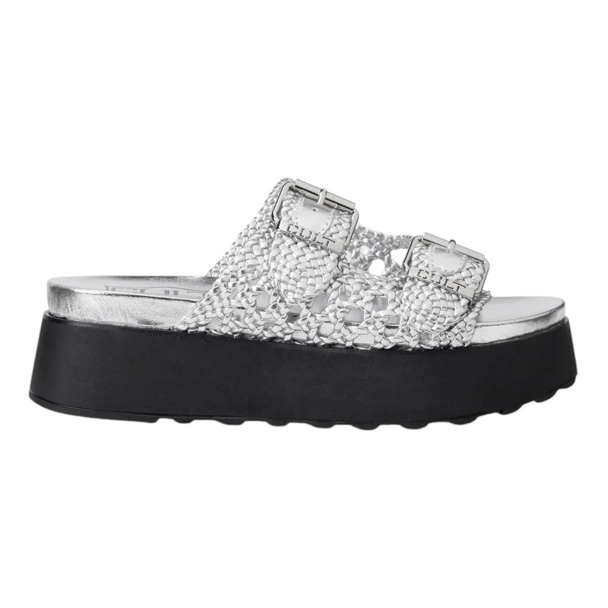 Cult Ciabatta Platform Traforata Argento con Fibbie da Donna