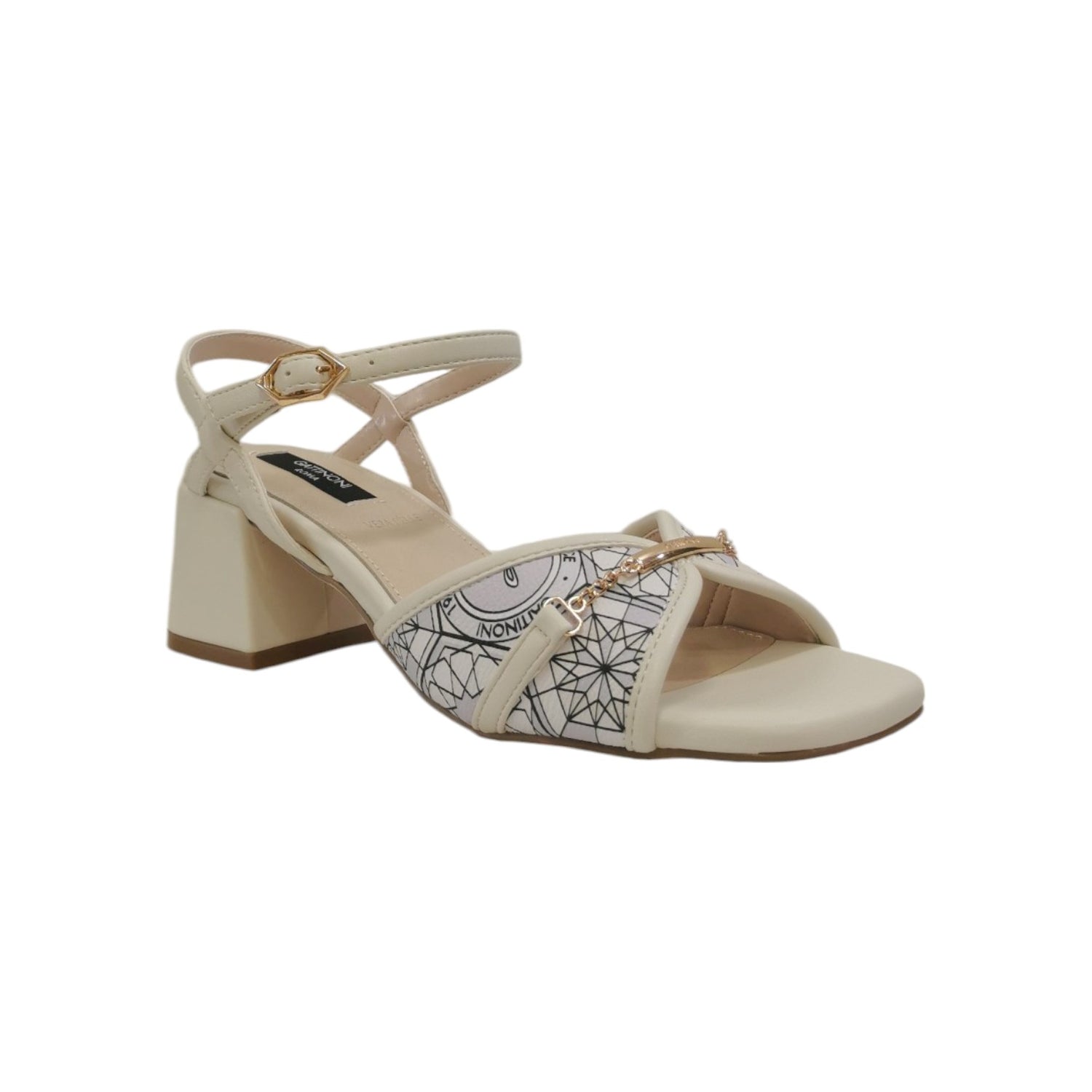 Gattinoni Sandalo Donna in Ecopelle Avorio Stampa Teodosia e Tacco 60mm