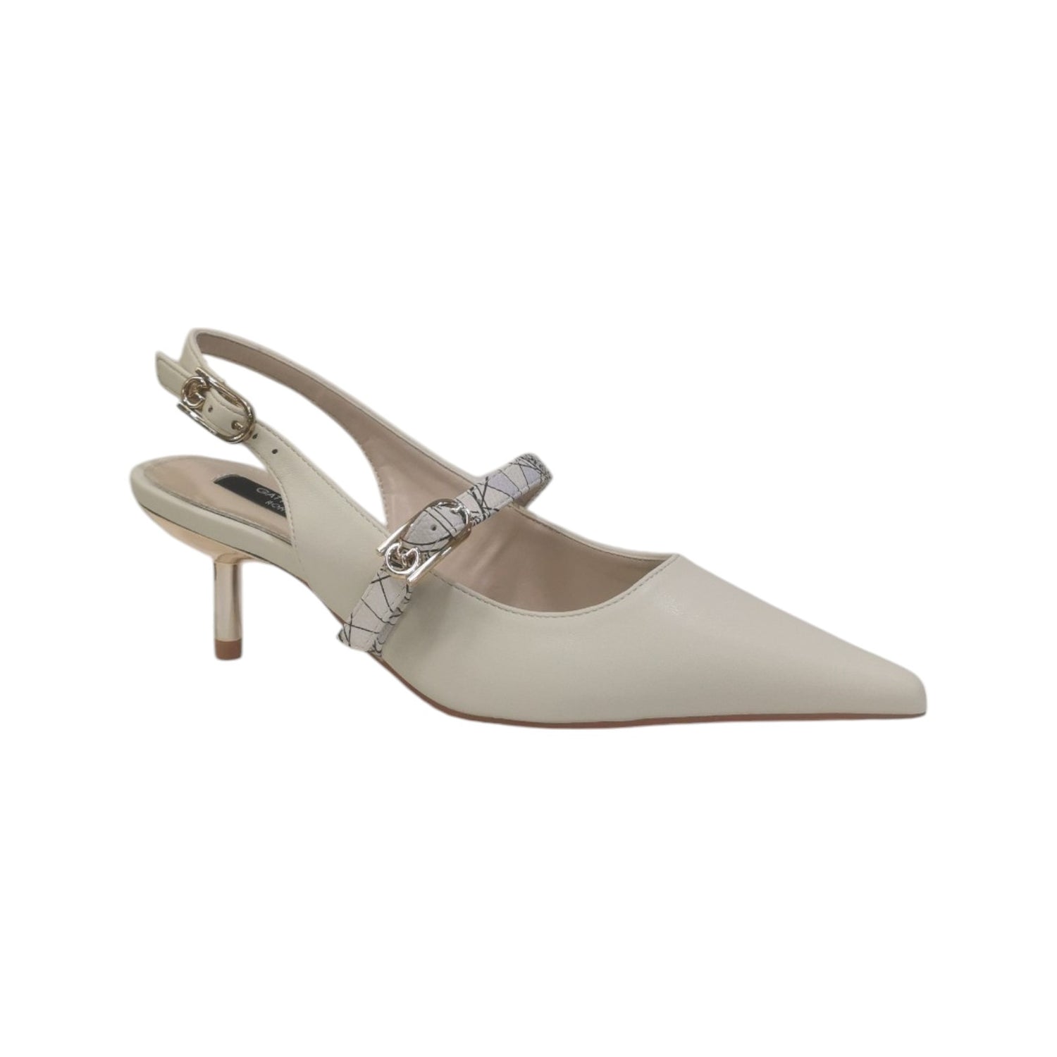 Gattinoni Slingback Donna Avorio con Cinturino con Stampa Teodosia e Tacco a Spillo 60mm