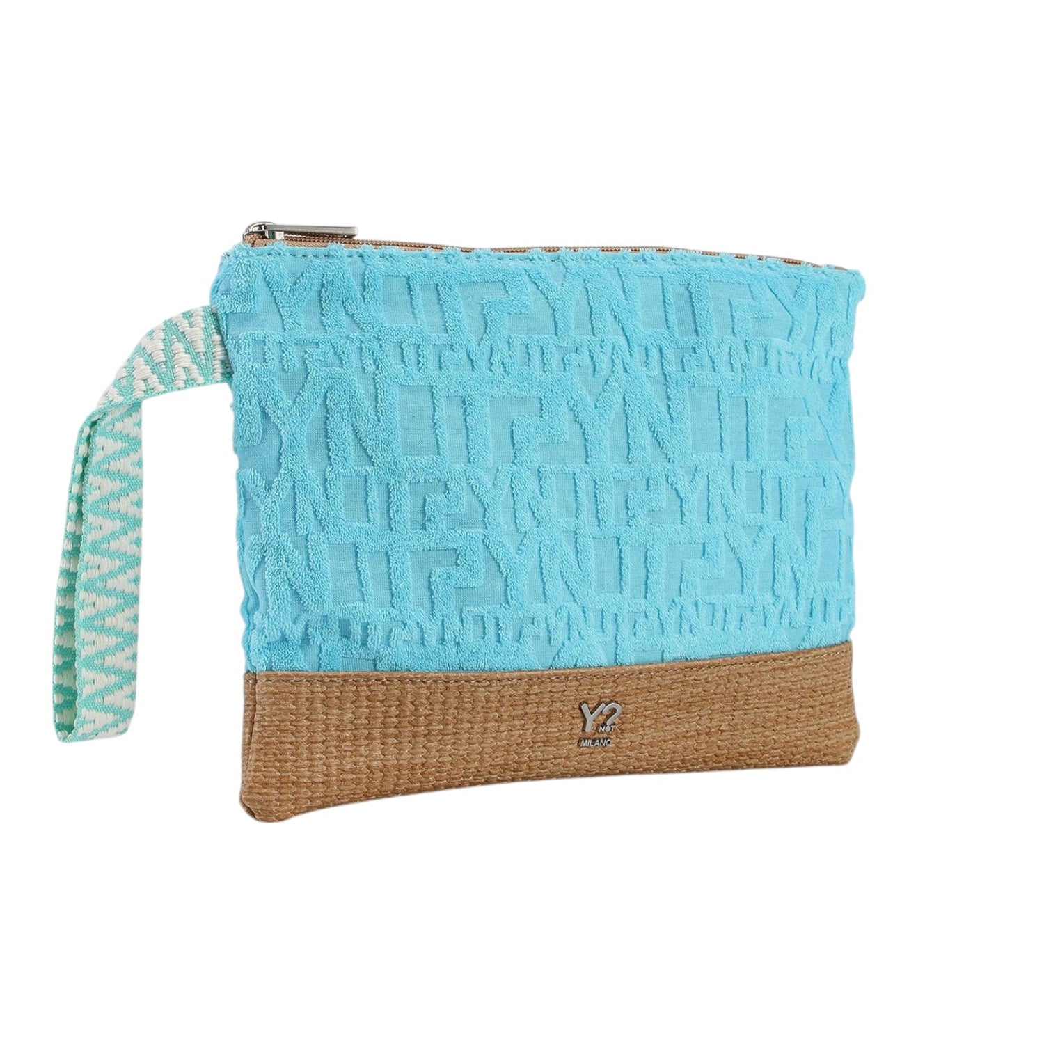 Ynot? Borsa Clutch Mare Donna in Tessuto Logato Anice con Polsino