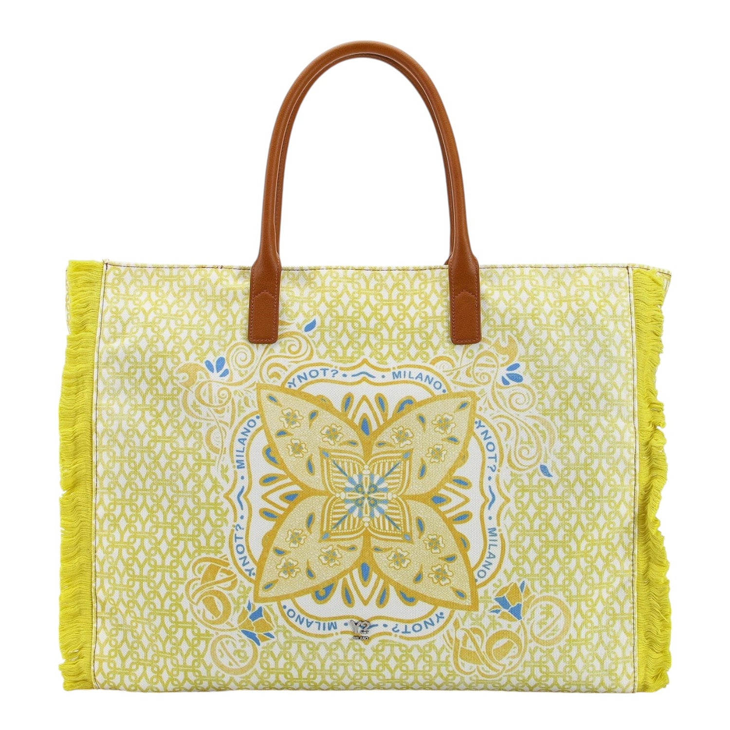 Ynot? Borsa Shopping Mare Samoa Donna in Tessuto Limone con Tracolla