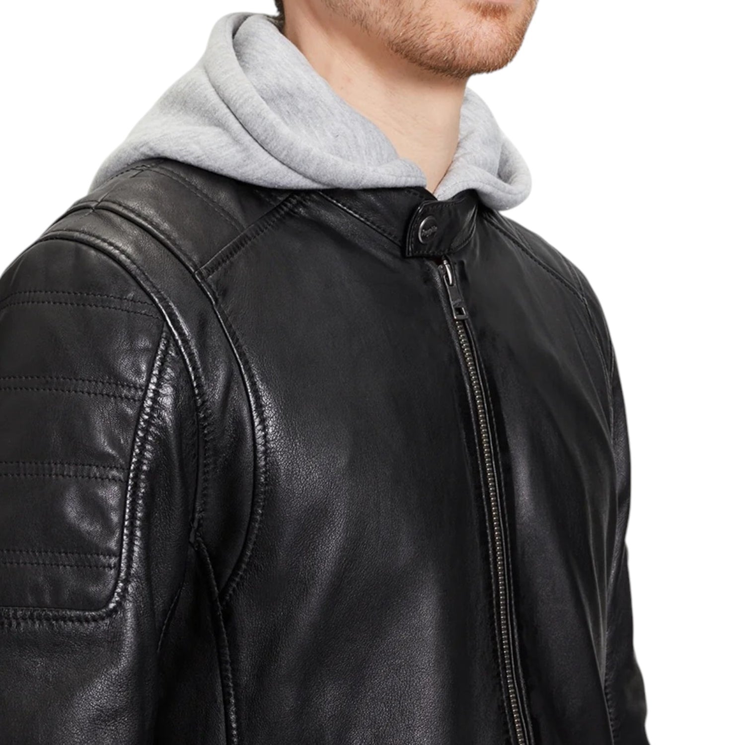 Mauritius Giubbotto Nero con Cappuccio in Felpa da Uomo