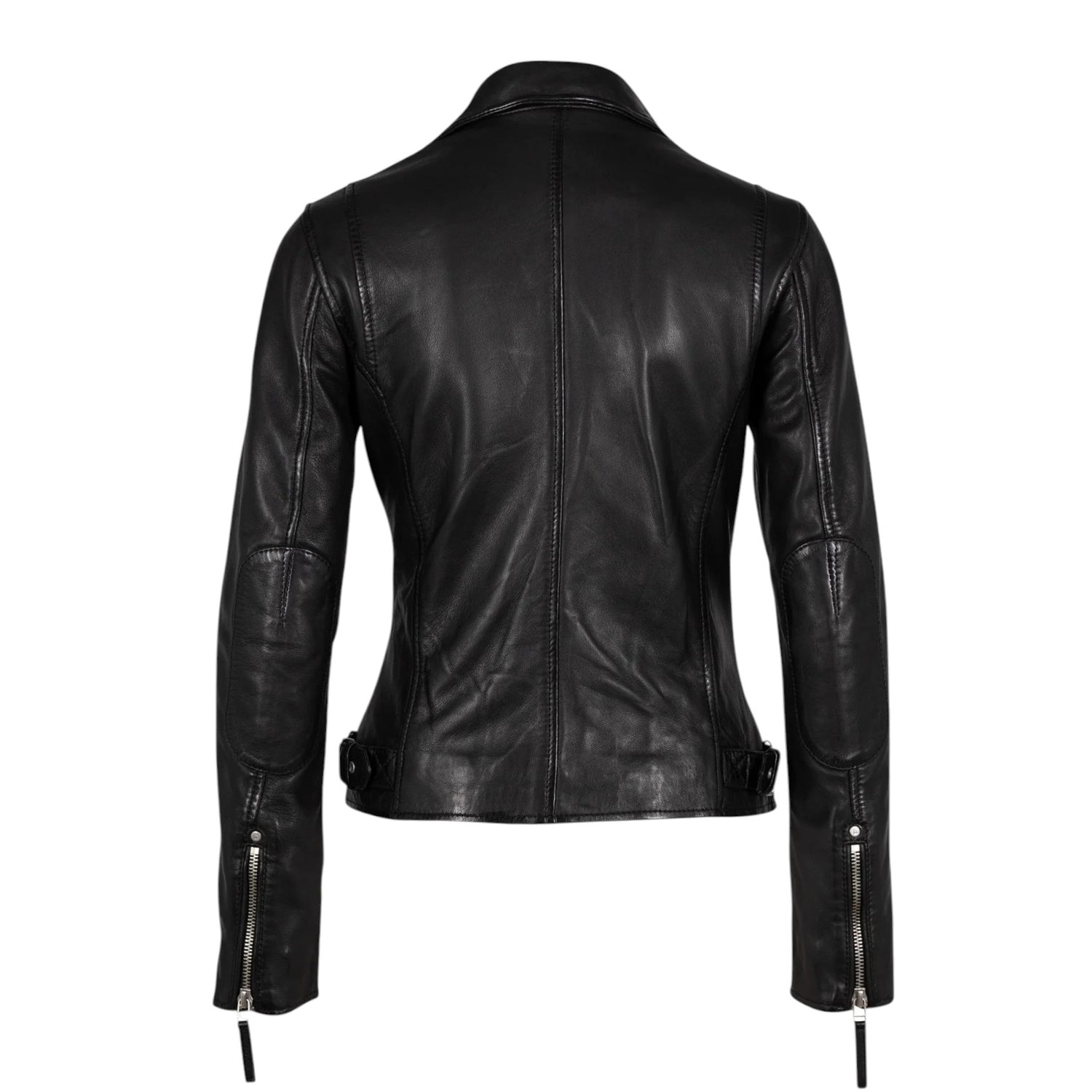 Mauritius Giubbotto Biker Nero in Pelle con Cerniera Asimmetrica da Donna