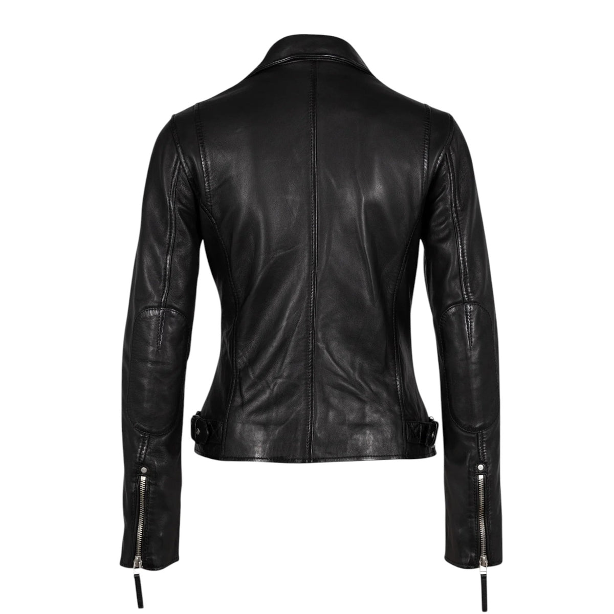 Mauritius Giubbotto Biker Nero in Pelle con Cerniera Asimmetrica da Donna