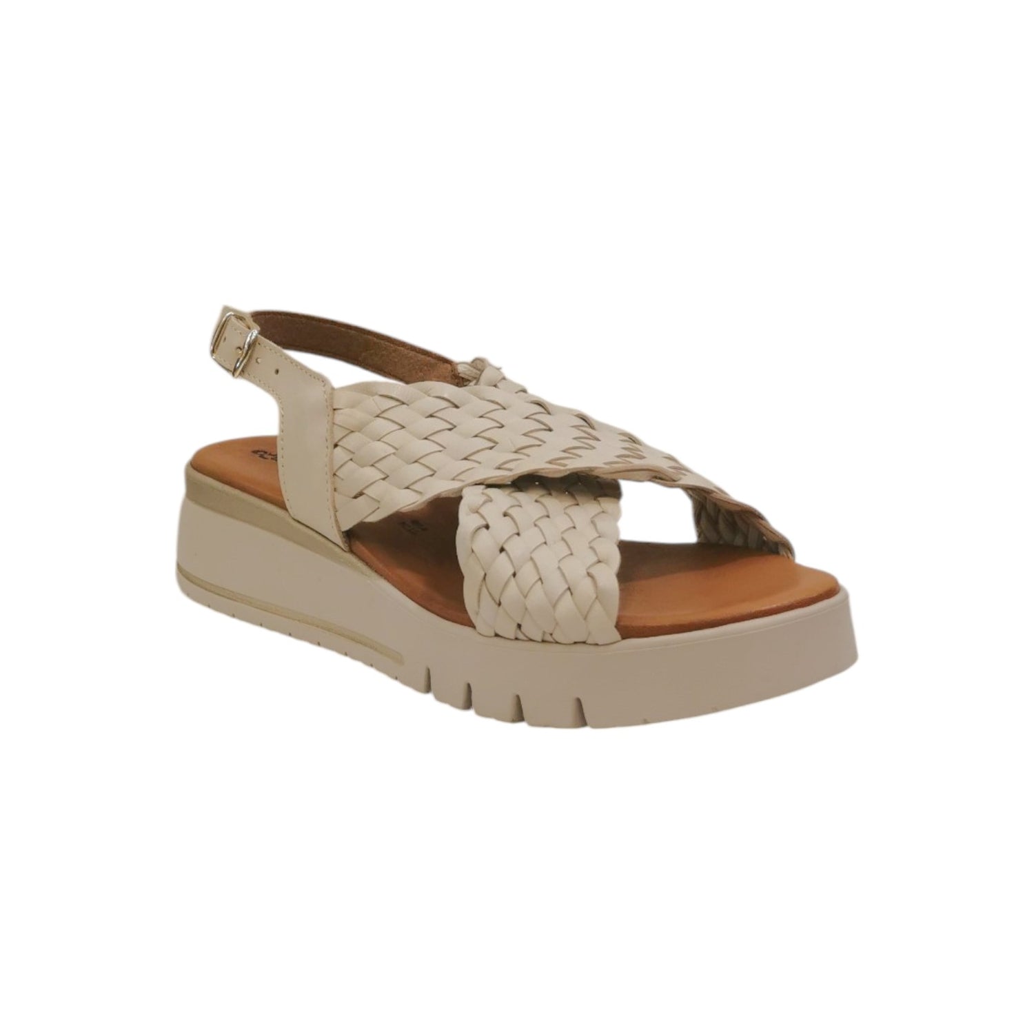 Laura Bizzarri Sandalo Beige Intrecciato con Zeppa da Donna