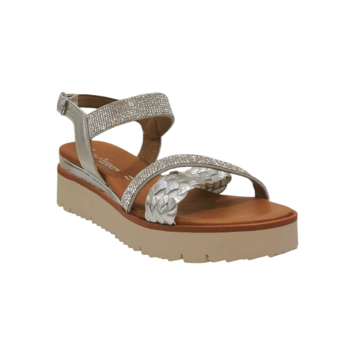 Laura Bizzarri Sandalo Argento con Strass e Zeppa da Donna