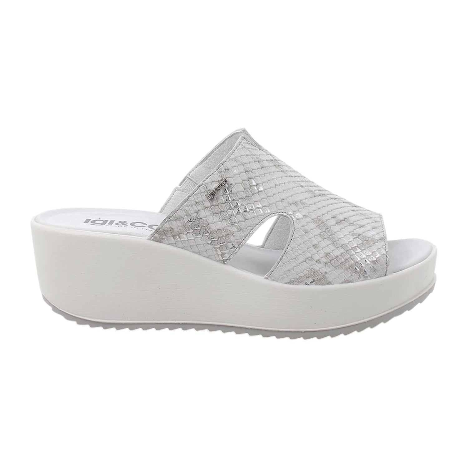 Igi&Co Scalzato Bianco Argento con Zeppa da Donna