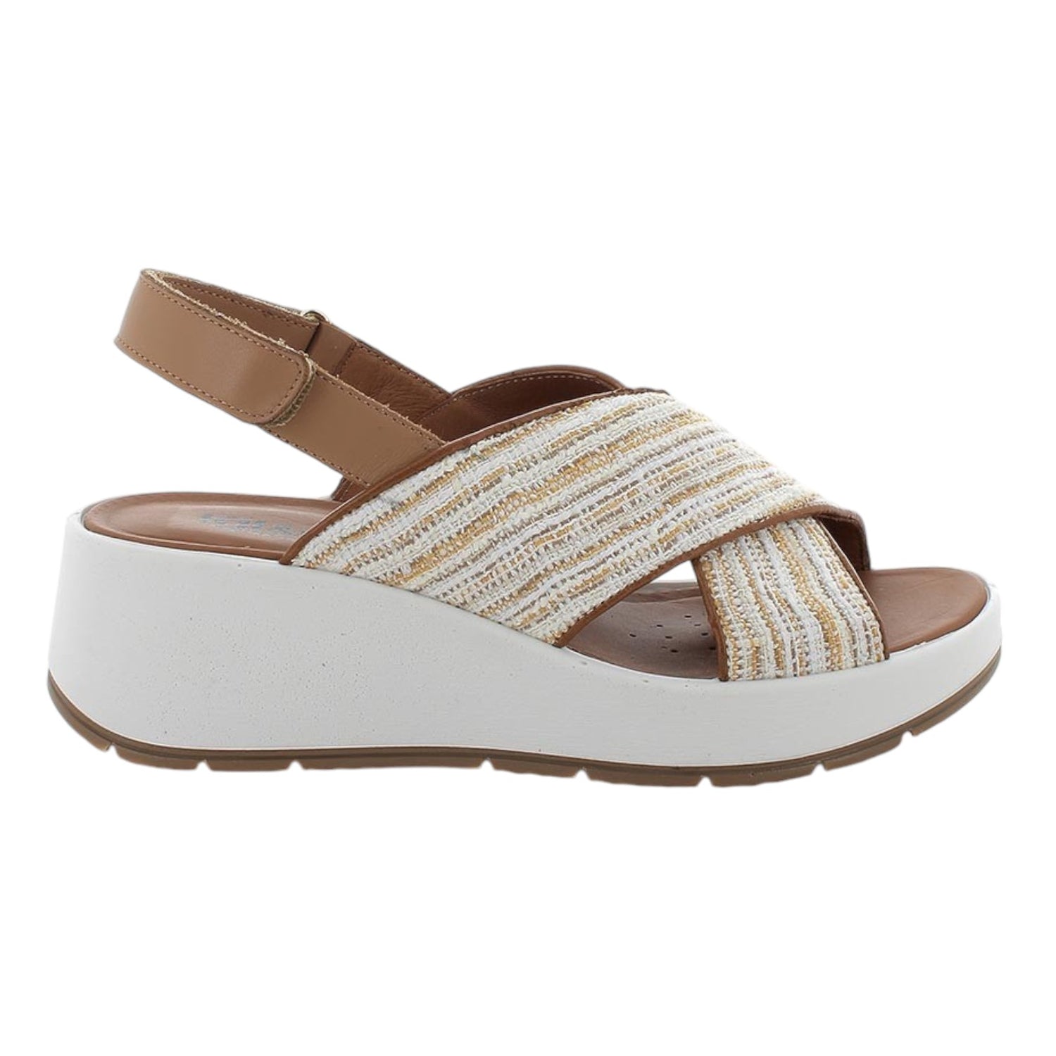 Igi&Co Sandalo Bianco Corda in Tessuto e Pelle con Zeppa da Donna