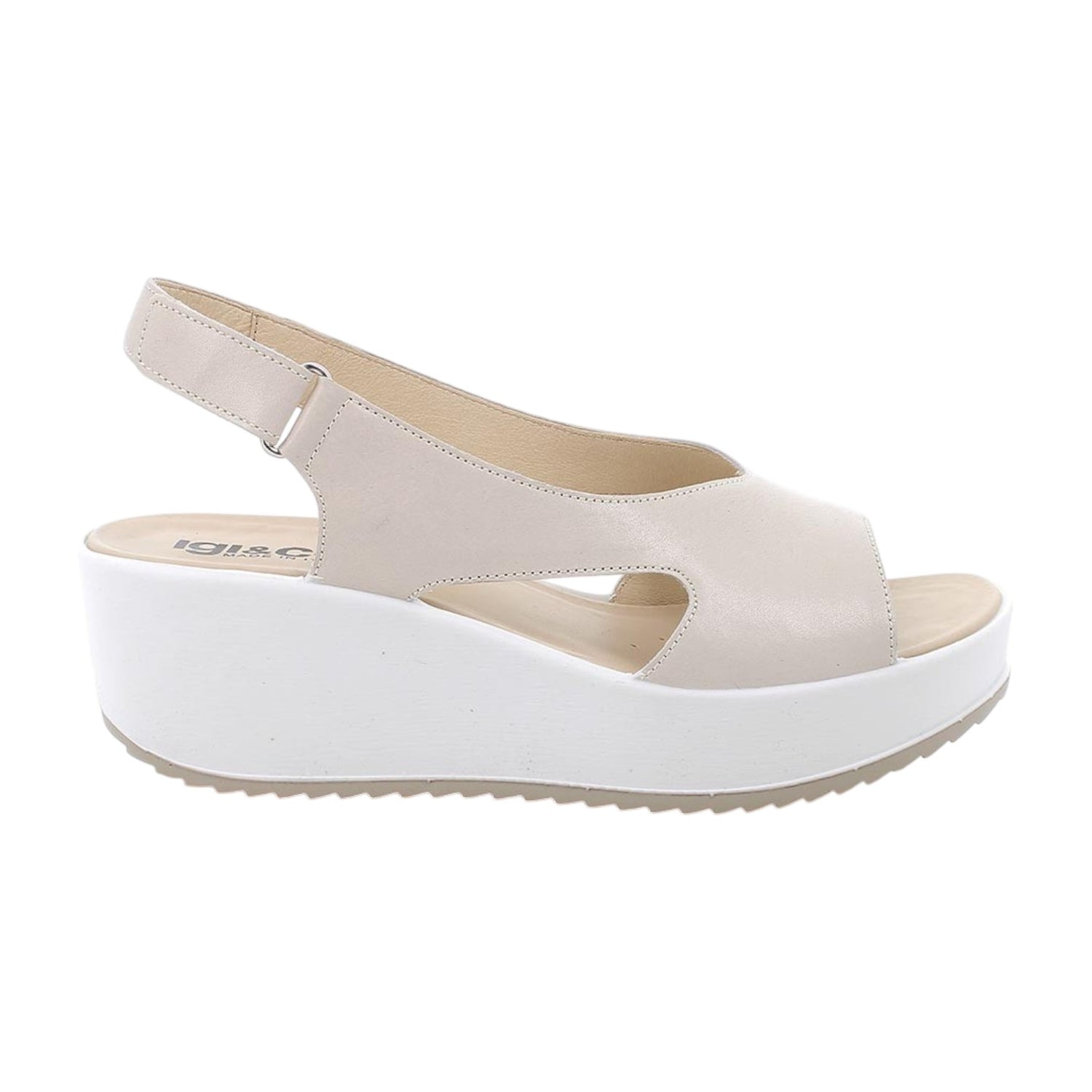 Igi&Co Sandalo Panna in Pelle con Zeppa da Donna