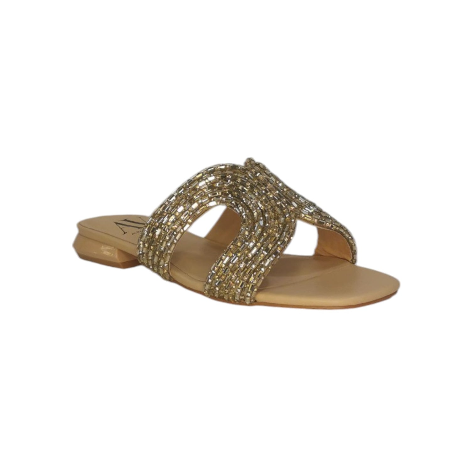 Albano Vanity Scalzato Donna con Tacco 20mm e Strass Lustrini in Colore Nudo