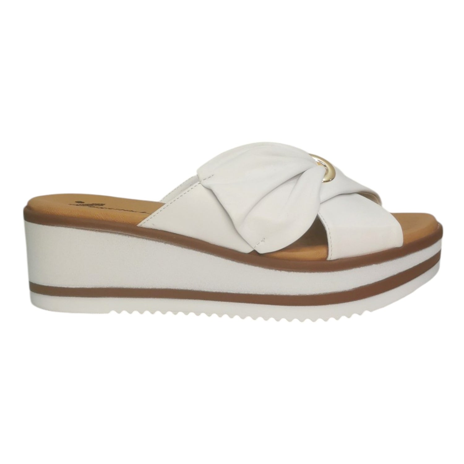 Susimoda Scalzato Bianco con Fasce Incrociate e Zeppa da Donna