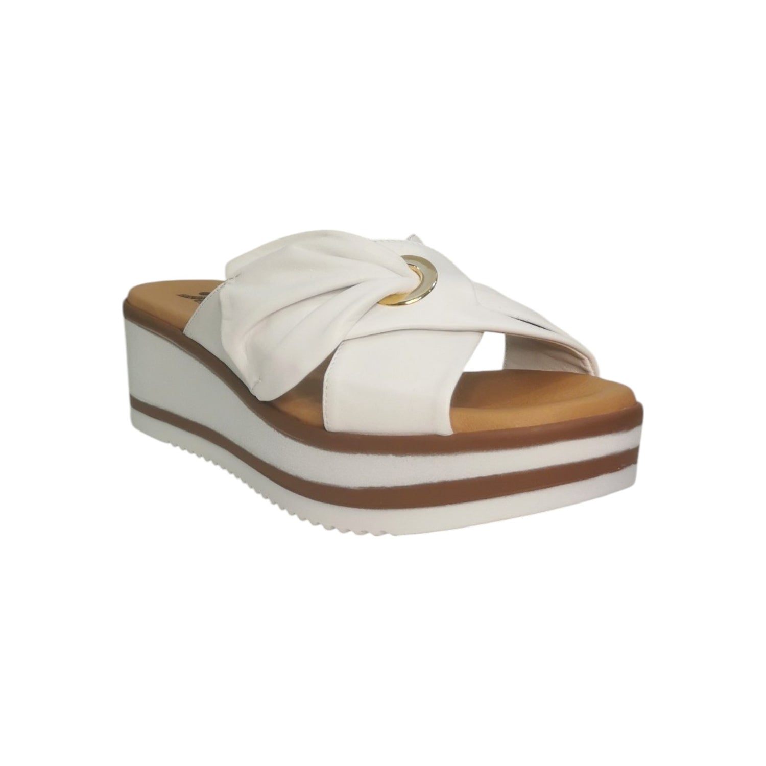 Susimoda Scalzato Bianco con Fasce Incrociate e Zeppa da Donna