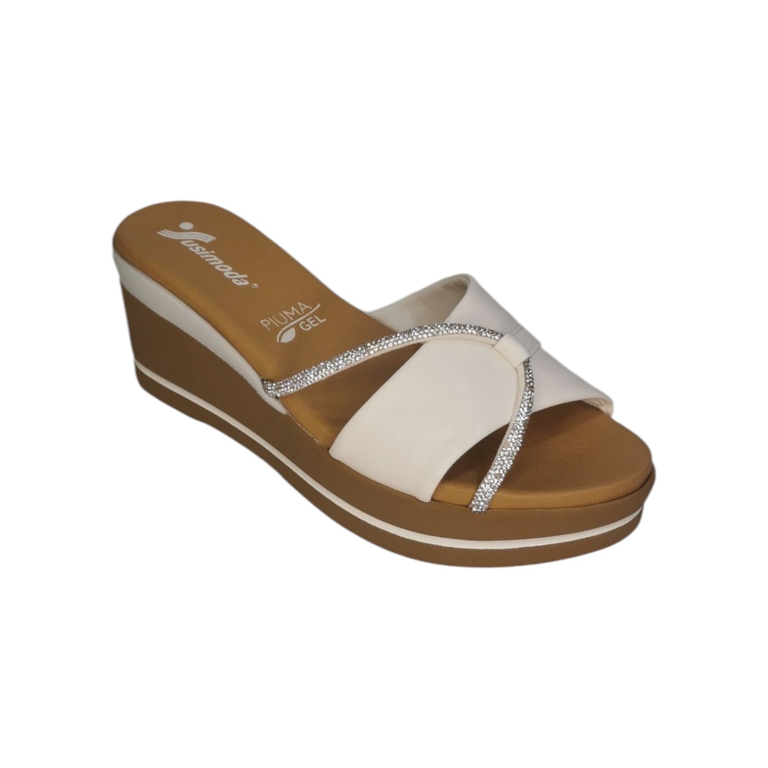 Susimoda Scalzato Bianco con Strass e Zeppa da Donna