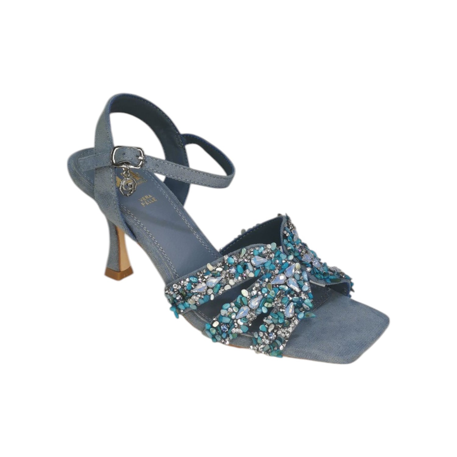 Gold&Gold Sandalo Azzurro con Pietre t.8 da Donna