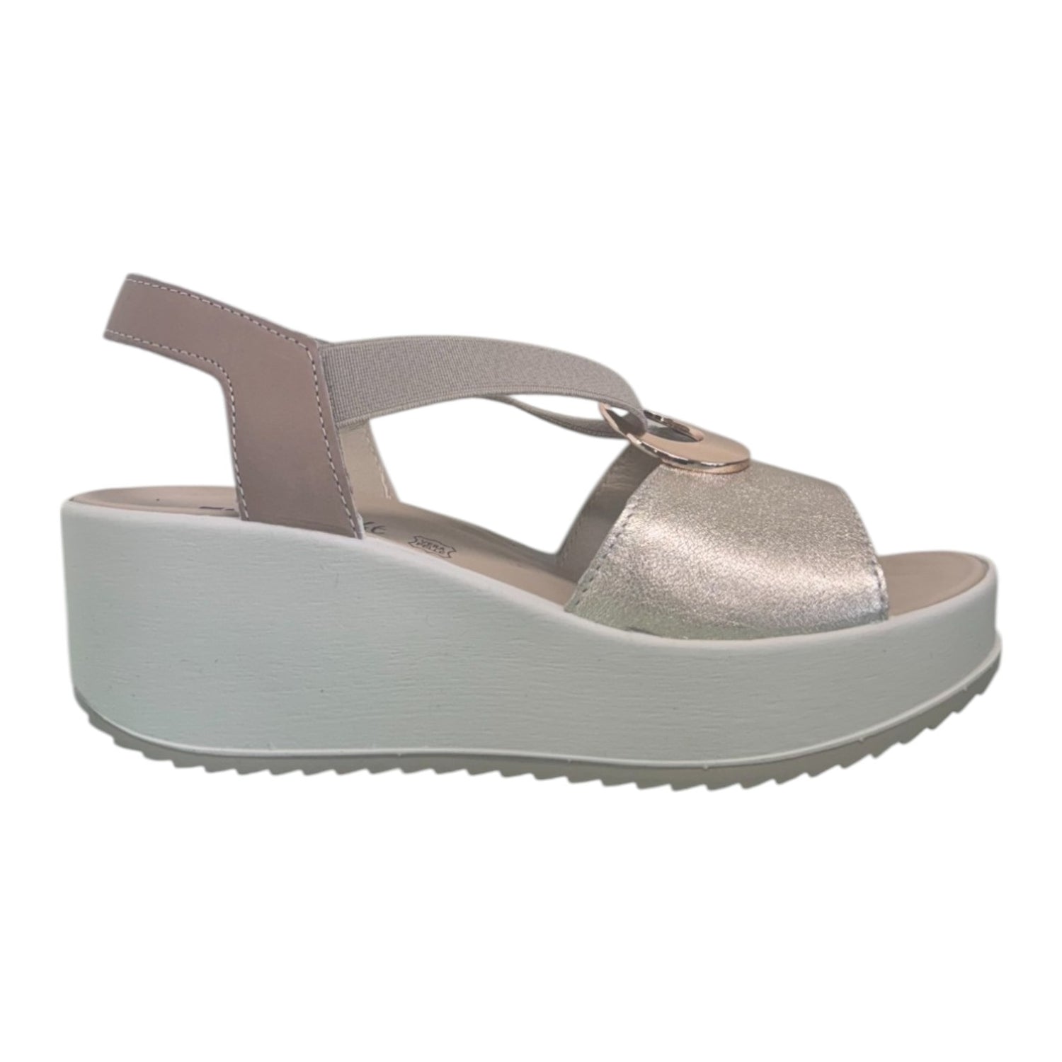 Enval Soft Sandalo Platino con Zeppa da Donna