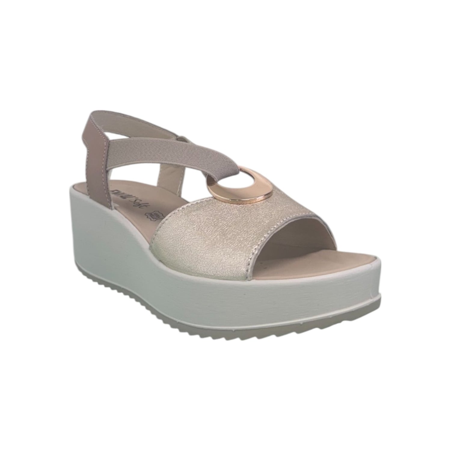 Enval Soft Sandalo Platino con Zeppa da Donna