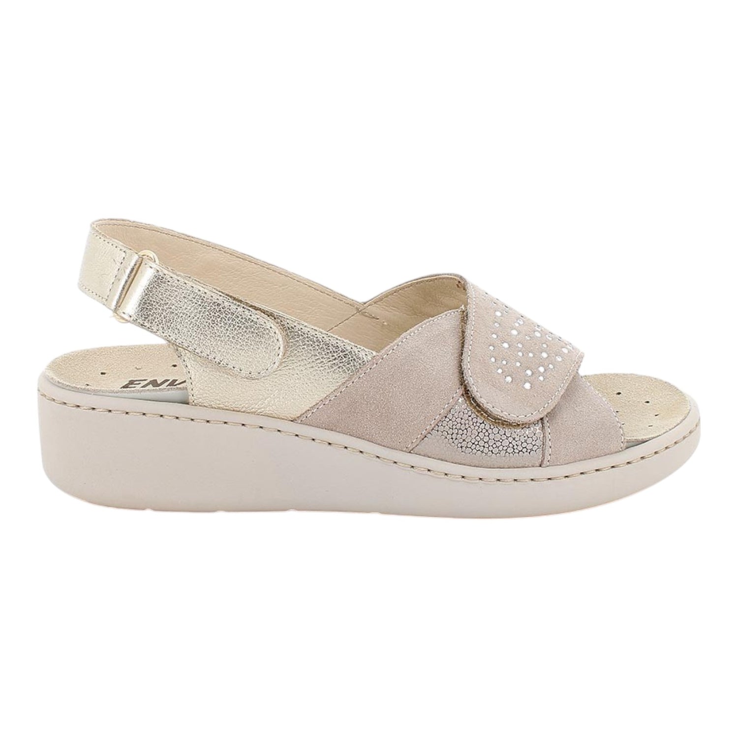 Enval Soft Sandalo Beige in Camoscio e Strass da Donna