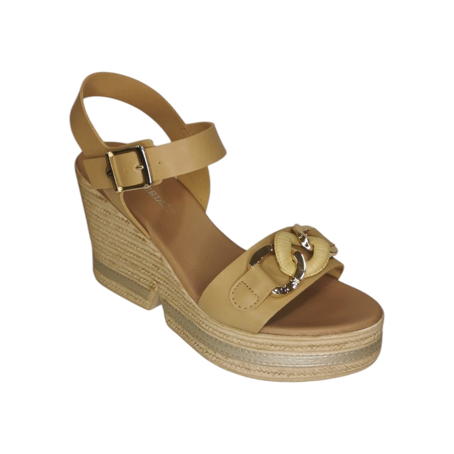 Valleverde Sandalo Avorio con Zeppa in Raffia da Donna