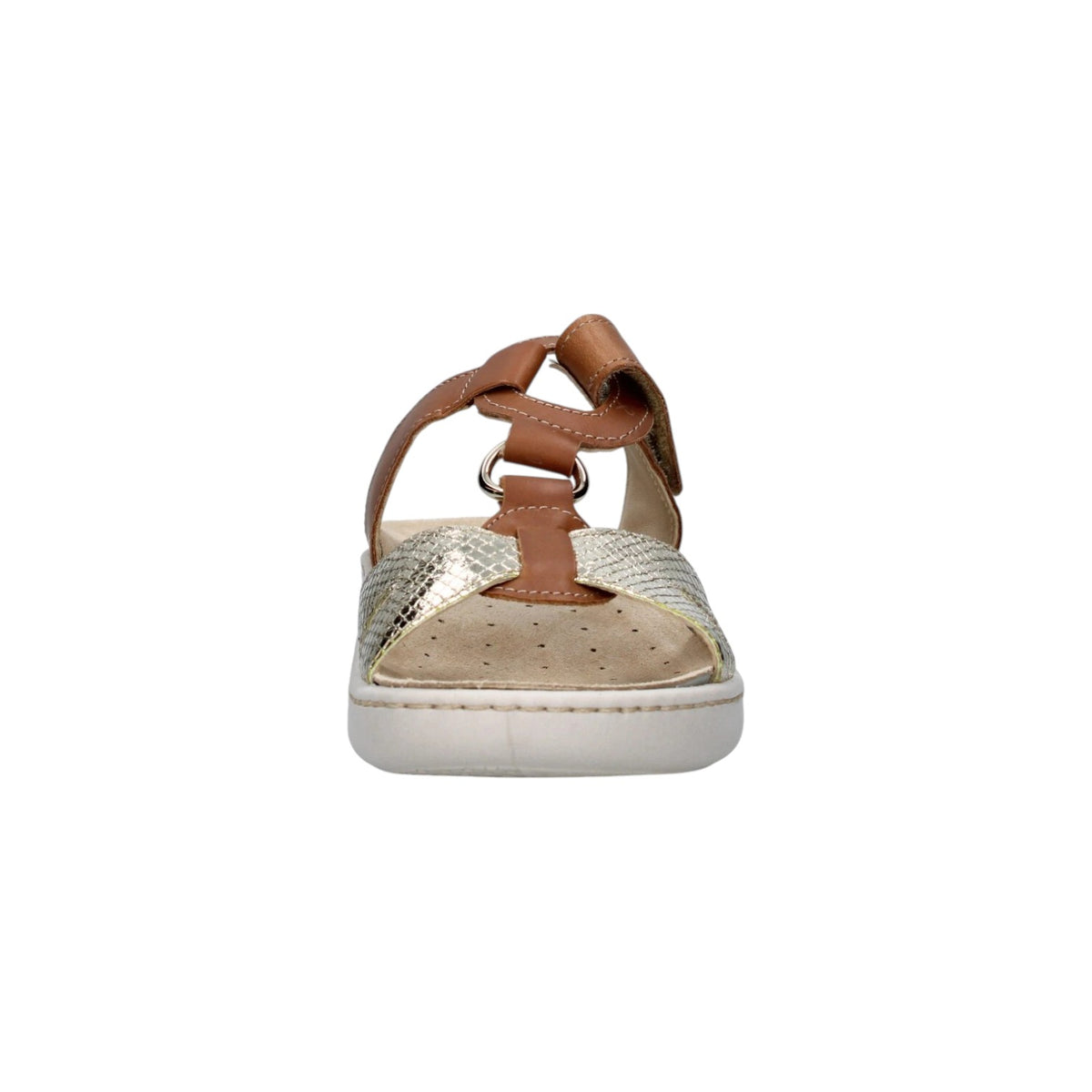 Enval Soft Ciabatta Cuoio con Inserti Dorati da Donna