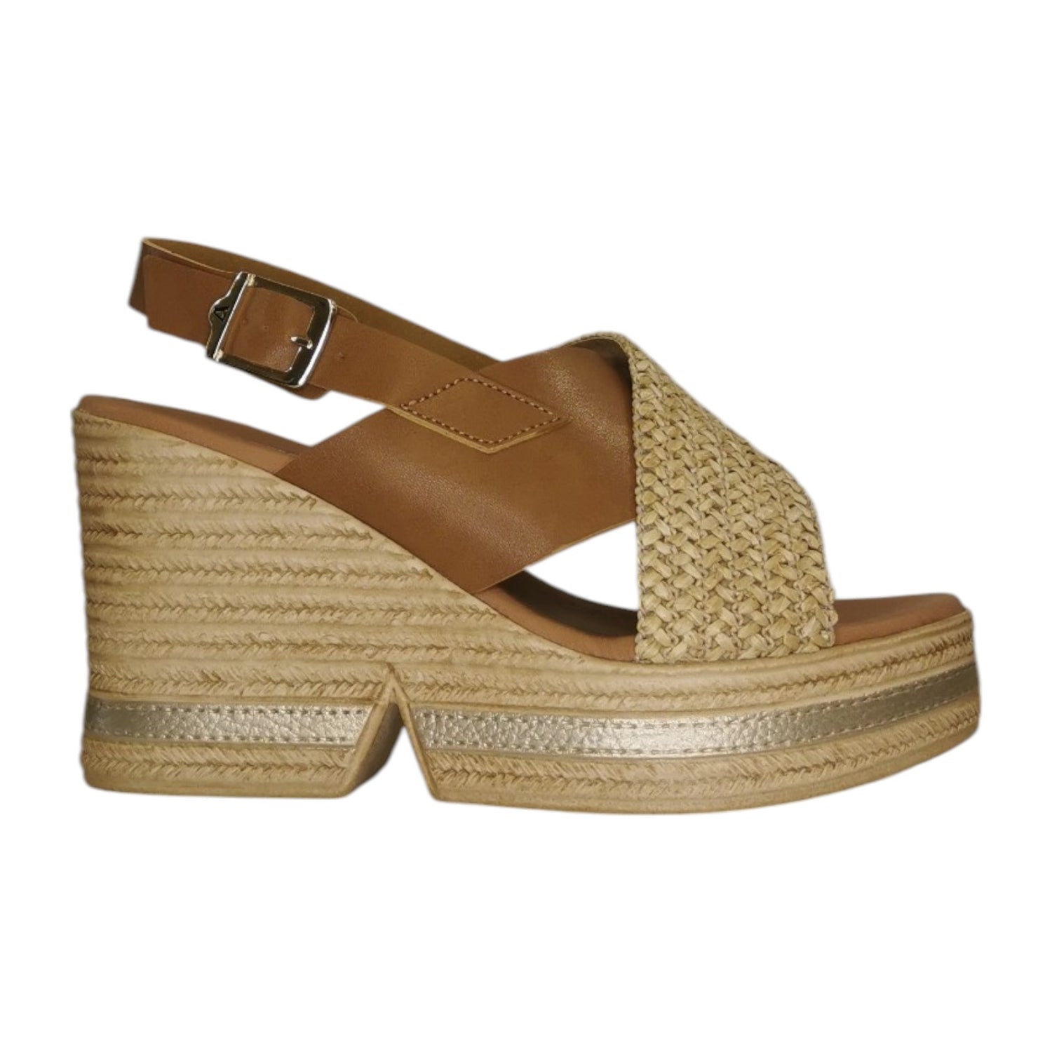 Valleverde Sandalo Sabbia in Raffia con Zeppa da Donna