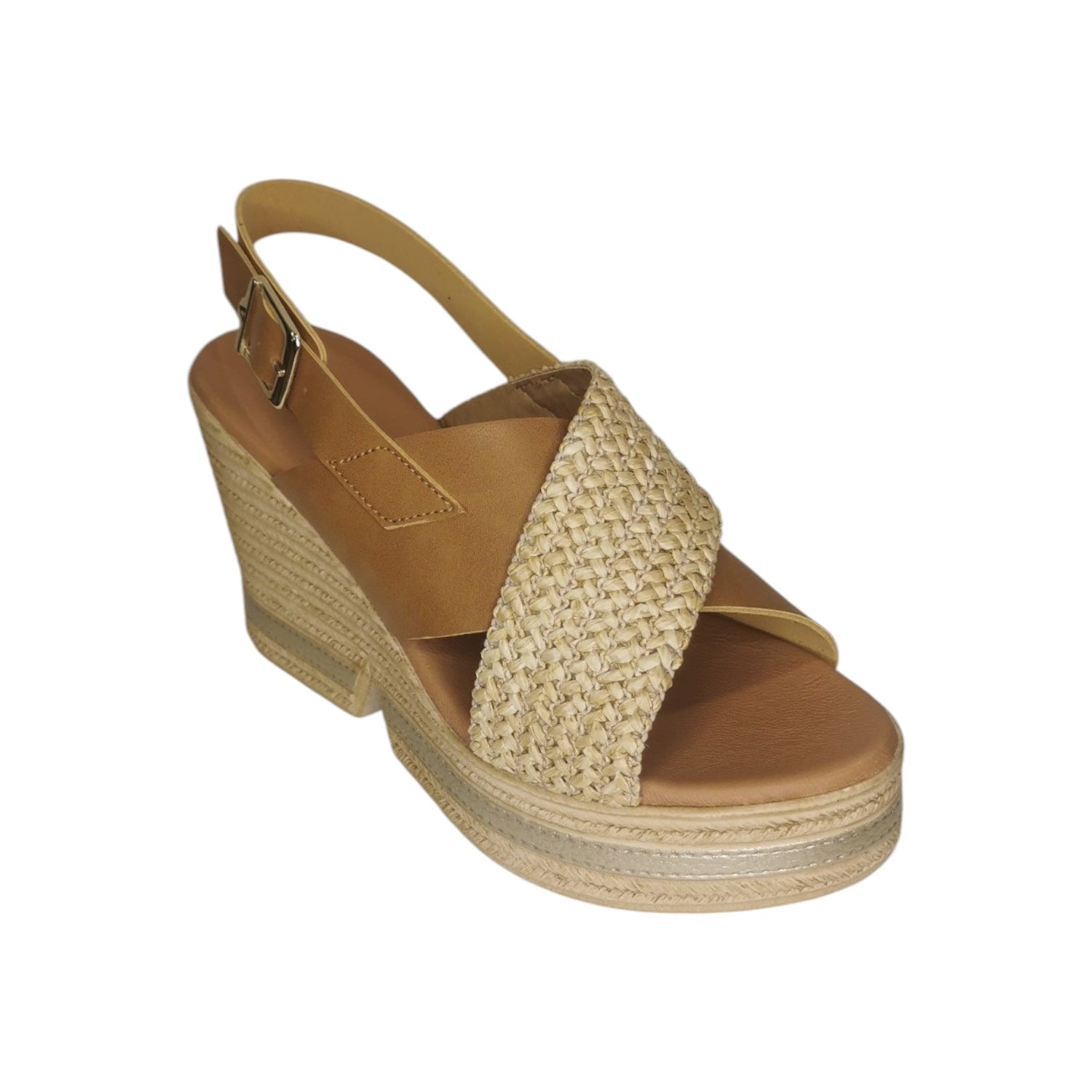 Valleverde Sandalo Sabbia in Raffia con Zeppa da Donna