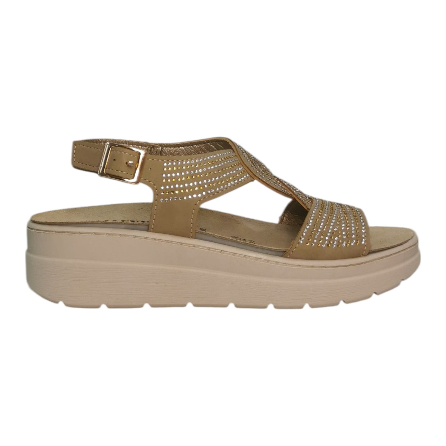 Valleverde Sandalo Beige con Strass da Donna
